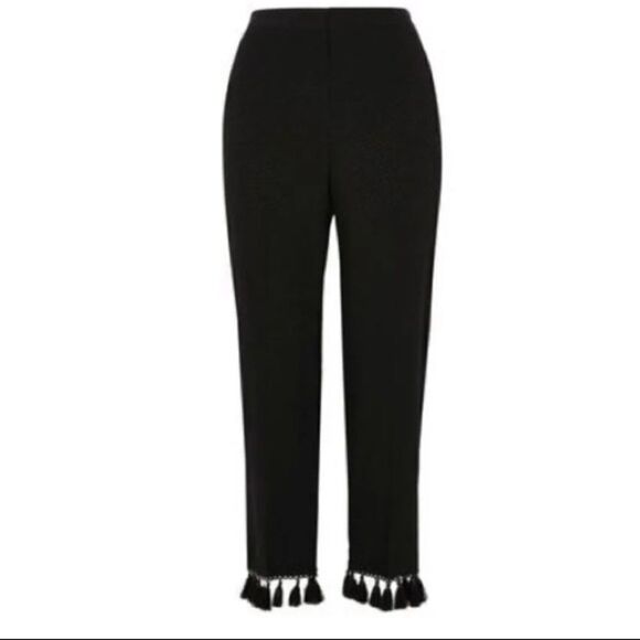 River Island Black Tassel Ankle Pant sz 4 - Picture 1 of 13